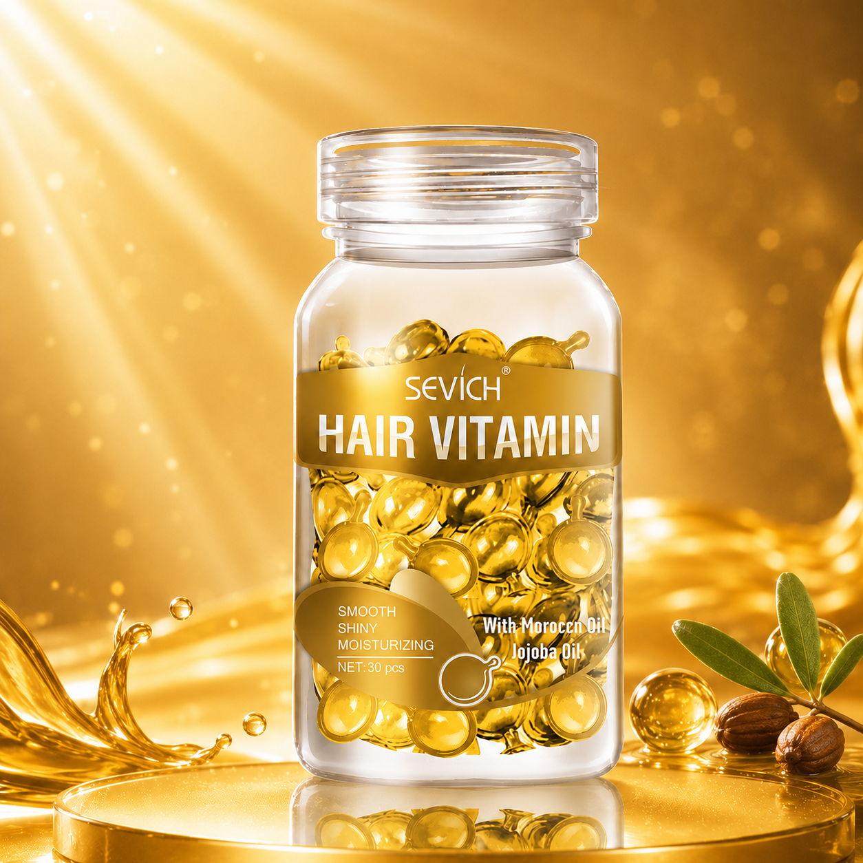 Frasco de Sérum Vitaminado con Aceites Esenciales Para el Cuidado del Cabello