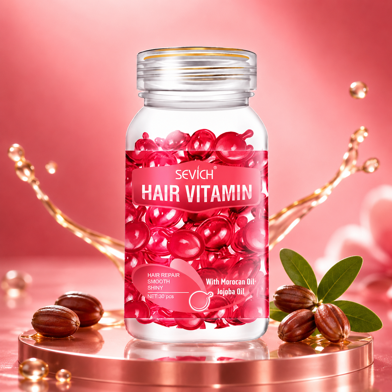 Frasco de Sérum Vitaminado con Aceites Esenciales Para el Cuidado del Cabello