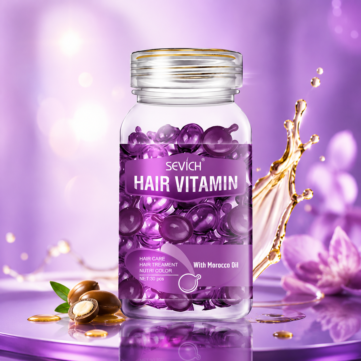 Frasco de Sérum Vitaminado con Aceites Esenciales Para el Cuidado del Cabello