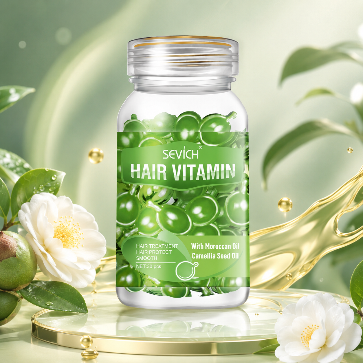Frasco de Sérum Vitaminado con Aceites Esenciales Para el Cuidado del Cabello