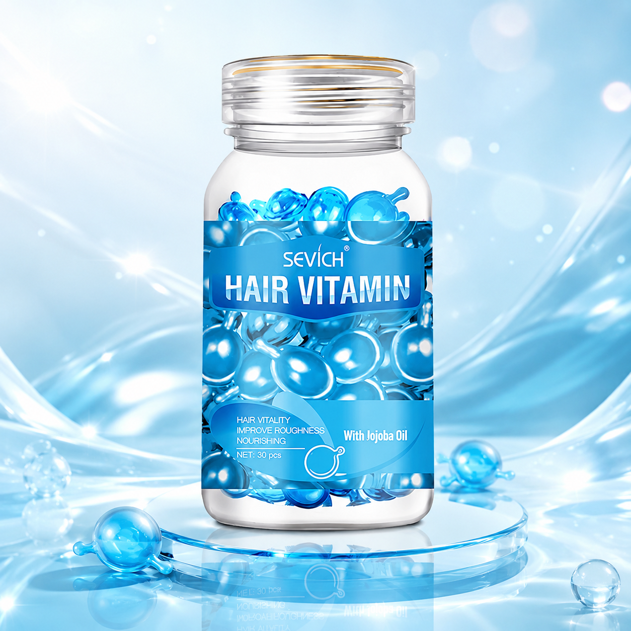 Frasco de Sérum Vitaminado con Aceites Esenciales Para el Cuidado del Cabello
