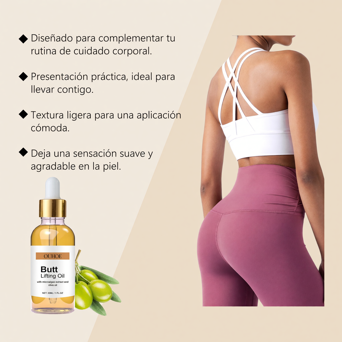 Aceite tonificador de gluteos